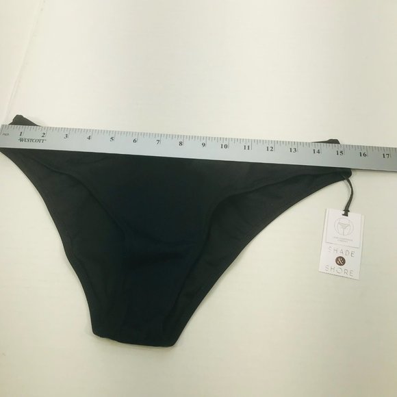 Shade And Shore Women's Sz Medium 8-10 High Leg Cheeky Bikini Swim Bottom Black - Picture 6 of 8